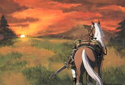  epona hat horse link nintendo pointy_ears scenery sword the_legend_of_zelda weapon 