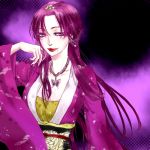  beauty_mark female japanese_clothes kimono lipstick long_hair mole nail_polish necklace nouhime purple_hair ryo_(pixiv966497) sengoku_musou sengoku_musou_3 solo violet_eyes 