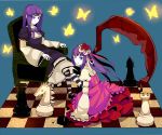 blue_eyes bow butterfly chess chessboard dress frederica_bernkastel furudo_erika hair_ornament purple_hair sitting umineko_no_naku_koro_ni violet_eyes 