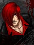 blood dark king_of_fighters kof male red_eyes redhead snk yagami_iori 
