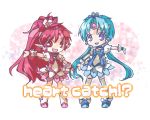  aqua_hair circlet cosplay crossover cure_blossom cure_blossom_(cosplay) cure_marine cure_marine_(cosplay) earrings female haou_taikei_ryuu_knight heartcatch_precure! jewelry magical_girl milk_(ngkl&amp;40) multiple_girls ng_knight_lamune_&amp;_40 paffy_pafuricia pointy_ears precure pretty_cure purple_eyes red_eyes red_hair redhead shirakawa_(whitemist) super_robot_wars super_robot_wars_neo text thighhighs twintails violet_eyes 