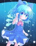  ? alternate_hairstyle blue_eyes blue_hair bow cirno lowres ponytail solo touhou wings ⑨ 