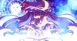  book crescent glaring hat light long_hair looking_at_viewer magic magic_circle open_mouth patchouli_knowledge purple_eyes purple_hair rayno touhou 