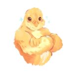  animal_focus bird blush chick cropped_torso crossed_arms dani_(khukhoy) highres looking_at_viewer muscular no_humans no_pupils original personification simple_background sparkle white_background yellow_fur 