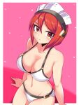  1girl azure_striker_gunvolt azure_striker_gunvolt_2 beach breasts closed_mouth clouds cougar_(cougar1404) large_breasts looking_at_viewer nowa_(gunvolt) ocean red_eyes short_hair solo swimsuit 