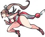  1girl breasts enpe fatal_fury high_ponytail highres large_breasts ninja ponytail revealing_clothes shiranui_mai sideboob simple_background snk solo the_king_of_fighters white_background 
