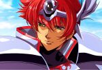  1boy brown_eyes closed_mouth hikaru_(mikan0407) langrisser ledin_(langrisser) looking_to_the_side male_focus portrait redhead short_hair solo urushihara_satoshi_(style) 