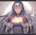  1girl anniversary blue_dress bracelet closed_eyes dress fire_emblem fire_emblem:_the_blazing_blade glowing hair_ornament hands_on_own_chest jewelry light_blue_hair long_hair ninian_(fire_emblem) own_hands_together shawl tawashi-san very_long_hair 