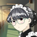  1girl black_hair glasses komi-san_wa_komyushou_desu komi_shouko maid school 