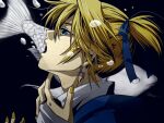  1boy blonde_hair earrings fish highres jewelry kagamine_len naoto piapro short_hair solo song_request vocaloid yellow_nails 