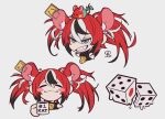  animal_ears black_hair blue_eyes collar cup dice dice_hair_ornament hair_ornament hakos_baelz hololive hololive_english mouse_ears mouse_girl mouse_tail mr._squeaks_(hakos_baelz) mug multicolored_hair redhead shiogaki spiked_collar spikes streaked_hair tail twintails virtual_youtuber white_hair 