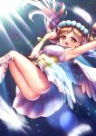  +_+ 1girl angel angel_wings armpits ass bangs bare_shoulders blush brown_hair dress duel_monster eyebrows_visible_through_hair highres kuromiya_(def_lp) long_hair looking_at_viewer madolche_anjelly no_panties open_mouth sidelocks skirt smile solo sparkling_eyes wings yu-gi-oh! 