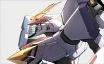  d-1 from_side grey_background highres kikou_senki_dragonar looking_ahead mecha no_humans science_fiction solo symbol-only_commentary takahashi_masaki thrusters upper_body yellow_eyes 
