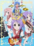  bass drums drumsticks fender gibson guitar hiiragi_kagami hiiragi_tsukasa izumi_konata k-on! keyboard korg lucky_star parody smile takara_miyuki yamaha 