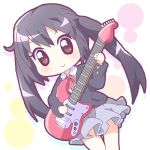  brown_eyes chibi guitar instrument k-on! long_hair mirai_(artist) mirai_(sugar) nakano_azusa school_uniform solo twintails 