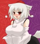  animal_ears blush breasts fang hat himekaidou_hatate huge_breasts inubashiri_momiji large_breasts oro_(zetsubou_girl) shameimaru_aya short_hair tail tokin_hat touhou white_hair wolf_ears wolf_tail 