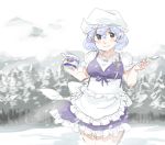  alternate_costume blush_stickers forest hat letty_whiterock mitsumoto nature plump short_hair sketch smile snow spoon touhou winter 