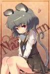  blueberry_(5959) grey_hair jewelry mouse_ears mouse_tail nazrin pendant red_eyes short_hair solo tail touhou 