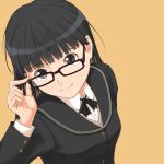  amagami ayatsuji_tsukasa bespectacled black_eyes black_hair gebo glasses long_hair looking_up school_uniform smile 