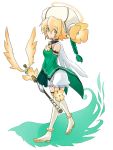  .hack// .hack//g.u. .hack//link atoli blonde_hair braid cape female garters green_hair hat raitake short_hair single_braid solo staff thigh-highs yellow_eyes 