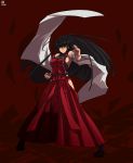  black_hair breasts detached_sleeves fighting_stance highres japanese_clothes m.u.g.e.n miko mugen_(game) original rekise sendai_hakurei_no_miko sideboob touhou yellow_eyes 