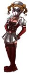  batman:_arkham_asylum blonde_hair bracelet choker dc_comics female gloves harley_quinn hat long_hair mask miniskirt nurse_cap nurse_uniform open_mouth skirt solo spiked_bracelet thigh-highs twintails uniform yamaneko_tora 