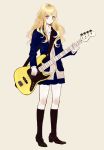  bass_guitar blonde_hair guitar instrument kneehighs legs long_hair original shikishima_(eiri) shikishima_(pixiv) socks solo yellow_eyes 