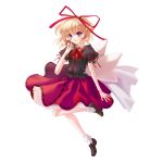  blonde_hair blue_eyes doll doll_joints dress hair_ribbon highres medicine_melancholy petticoat ribbon s-yin shoes short_hair socks touhou 