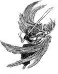  mahou_sensei_negima monochrome sakurazaki_setsuna sword wings 