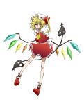  arms_behind_back blonde_hair flandre_scarlet hat laevatein legs mihaya_(a-ta-i) pigeon-toed shoes side_ponytail smile solo touhou wings 