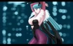  arms_behind_head arms_up breasts capcom darkstalkers green_eyes green_hair head_wings highres large_breasts long_hair morrigan_aensland pantyhose solo vampire_(game) wings 