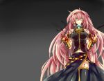  black_legwear black_thighhighs blank_eyes blood blue_eyes breasts detached_sleeves dress empty_eyes glowing glowing_eyes headband instrument keyboard keypad large_breasts long_hair megurine_luka navel pink_hair solo soulberry thigh thigh-highs thighhighs thighs very_long_hair vocaloid zettai_ryouiki 