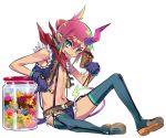  blue_eyes boy candy chocolate pink_hair pointy_ears 