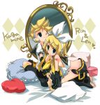  blonde_hair blue_eyes kagamine_len kagamine_rin mirror vocaloid 