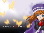  blue_eyes butterfly eva_beatrice hat orange_hair rose umineko_no_naku_koro_ni 