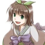 1girl bangs breasts brown_hair commentary_request eyebrows_visible_through_hair green_eyes green_hairband hairband hanbok korean_clothes looking_at_viewer natsuya_(kuttuki) open_mouth ragnarok_online short_hair simple_background small_breasts smile solo soul_linker_(ragnarok_online) upper_body white_background 