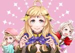  3girls ahoge blue_eyes book bow braid breasts circlet ebi_puri_(ebi-ebi) fire_emblem fire_emblem_fates forrest_(fire_emblem) hairband hat holding holding_book holding_bow long_hair looking_at_viewer medium_breasts multiple_girls nina_(fire_emblem) ophelia_(fire_emblem) twin_braids upper_body white_hair 