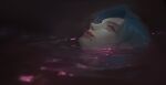  1girl head in_water jinx_(league_of_legends) league_of_legends long_hair looking_up parted_lips pink_eyes reflection shiny solo solraka teeth water 