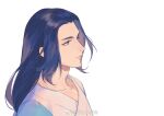  1boy bean_mr12 black_hair blue_eyes expressionless long_hair portrait profile shadow sidelocks simple_background solo the_legend_of_luo_xiaohei weibo_username white_background wuxian_(the_legend_of_luoxiaohei) 