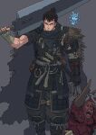  armor guts_(berserk) highres muscular ponytail samurai solo_focus sword weapon 