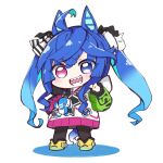  :d @_@ ahoge animal_ears bangs black_legwear blue_eyes blue_hair blush boots chibi colored_shadow commentary_request eyebrows_visible_through_hair full_body hair_between_eyes heterochromia hitomiz horse_ears horse_girl horse_tail jacket long_hair long_sleeves looking_at_viewer multicolored_hair pantyhose pink_eyes puffy_long_sleeves puffy_sleeves shadow sharp_teeth short_eyebrows smile standing stuffed_animal stuffed_bunny stuffed_toy tail teeth thick_eyebrows twin_turbo_(umamusume) twintails two-tone_hair umamusume v-shaped_eyebrows very_long_hair white_background white_jacket yellow_footwear 