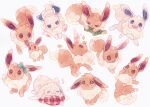  alternate_color brown_eyes chewing closed_eyes closed_mouth commentary_request crying cushion eevee highres no_humans oharu-chan painting_(medium) pokemon pokemon_(creature) shiny_pokemon sleeping smile socks_removed tears toes traditional_media watercolor_(medium) white_background zzz 