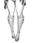  1girl artist_name boots copyright_request dress greyscale knee_boots lower_body microdress monochrome nail_polish out_of_frame pigeon-toed see-through simple_background solo standing thigh-highs thigh_boots toenail_polish toenails xhe_1992 