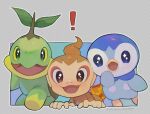  ! blue_eyes brown_eyes chimchar colored_sclera commentary_request green_eyes kikuyoshi_(tracco) looking_at_viewer no_humans open_mouth outline piplup pokemon pokemon_(creature) signature sparkling_eyes starter_pokemon_trio tongue turtwig yellow_sclera 