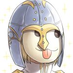  1boy armor blonde_hair breastplate commentary_request face helmet lord_knight_(ragnarok_online) male_focus masked natsuya_(kuttuki) ragnarok_online short_hair simple_background solo sparkle tongue tongue_out white_background 