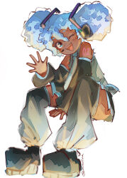  1girl absurdres afro_puffs dark_skin hatsune_miku highres light-skinned_palms necktie sitting solo vocaloid xixiriima 