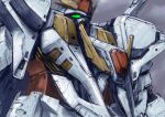  absurdres azuki_nao clouds cloudy_sky green_eyes gundam gundam_hathaway&#039;s_flash highres looking_up mecha mobile_suit no_humans science_fiction sky solo upper_body v-fin xi_gundam 