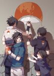  4boys :d black_eyes black_hair black_shirt black_shorts black_sleeves blue_shirt child forehead_protector grey_shirt holding holding_paintbrush kebei multiple_boys naruto naruto_(series) naruto_shippuuden ninja open_mouth paintbrush painting_(object) shirt short_hair short_sleeves shorts smile time_paradox uchiha_sasuke white_shorts white_sleeves younger 