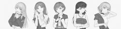  5girls absurdres bang_dream! bang_dream!_it&#039;s_mygo!!!!! blush chihaya_anon chinese_commentary choker closed_mouth commentary_request cropped_jacket detached_sleeves dress_shirt earclip earrings frilled_jacket frills greep9485 greyscale hand_on_own_hip hand_up hands_up highres holding holding_microphone incredibly_absurdres interlocked_fingers jacket jewelry kaname_raana long_hair long_sleeves microphone midriff mole mole_under_eye monochrome multiple_girls mygo!!!!!_(bang_dream!) nagasaki_soyo navel necklace open_clothes open_jacket open_mouth pleated_skirt see-through see-through_sleeves shiina_taki shirt short_hair short_sleeves single_earring skirt takamatsu_tomori teeth wide_image 