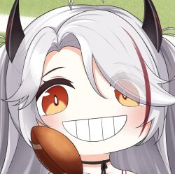 1girl azur_lane football_(object) grin long_hair prinz_eugen_(azur_lane) quancy rugby_ball